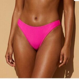 J.Crew Women's High-Leg Bikini Bottom Pink Size m Eco-Friendly Swimwear